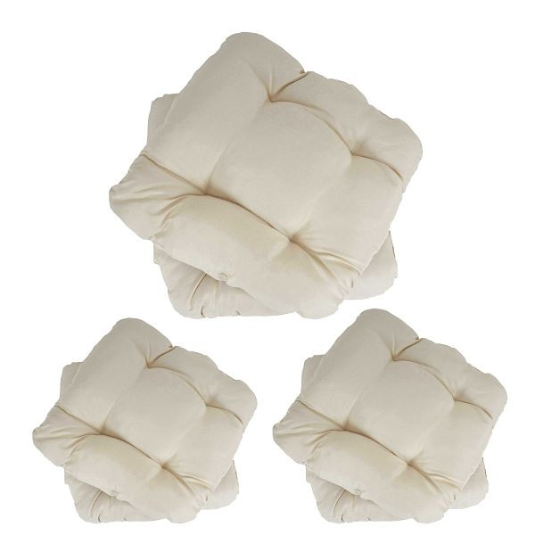 Mendler 6er-Set Sitzkissen Dublin, Stuhlkissen Kissen, 41x38x8cm, creme, 37609+37609+37609