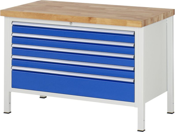 RAU Werkbank Serie 8000 - Modell 8368, B1250 x T700 x H840-1040 mm, Systemunterbau B1235 x T650 x H800-1000 mm, 03-8368A2-127B4H.11