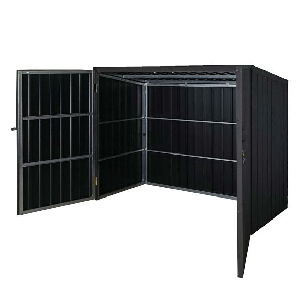 Mendler Mülltonnenverkleidung HWC-J29, Mülltonnenbox für Müllcontainer 660-770L, WPC Metall 172x213x112cm, anthrazit, 76059+76060+76061+76062
