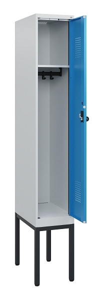 C+P Spind Evolo PLUS, Gestell, 1 Abteil, 1950x300x500mm, 7035/5012, Drehriegel, 0490305-10 S10007
