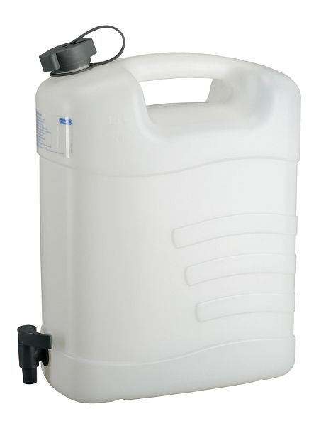 Rapid Robuster 15 Liter Kunststoffkanister aus HDPE, lebensmittelecht, nicht eichfähig, transparent, Ablasshahn, 24 214