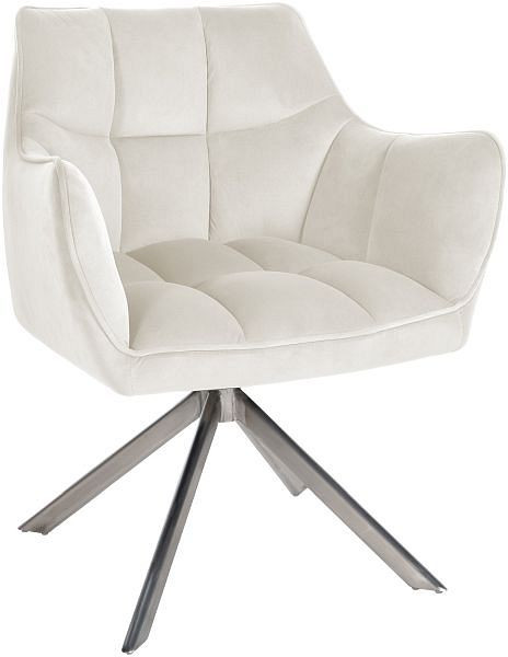 CLP Esszimmerstuhl Swing Samt edelstahl, creme, 321125