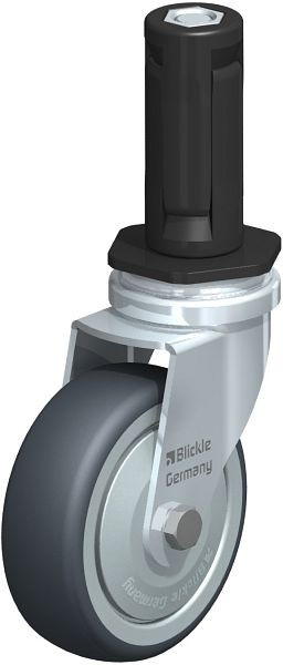 Blickle LRA-TPA 75K-FK-ER03 Apparate-Lenkrolle mit Expander, Thermoplastisches Gummi-Elastomer, Grau, 847820