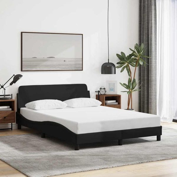 vidaXL Bettgestell Dover Schwarz 135x190 cm Stoff, 373327
