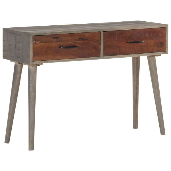 vidaXL Konsolentisch Grau 110x35x75 cm Raues Mango-Massivholz, 321807