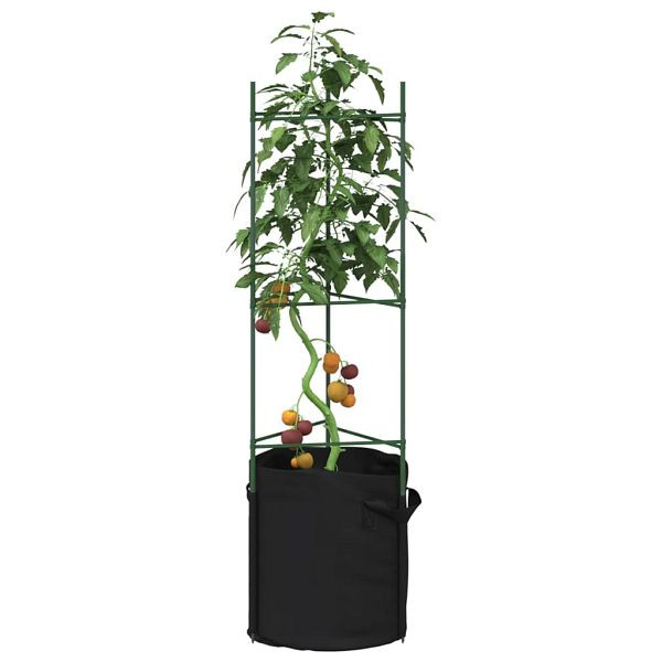 vidaXL Tomatenkäfige mit Pflanzsäcken 8 Stück 116 cm Stahl und PP, 3281492