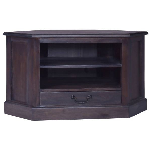 vidaXL Eck-TV-Schrank Hellschwarz 80x40x49 cm Massivholz Mahagoni, 337860