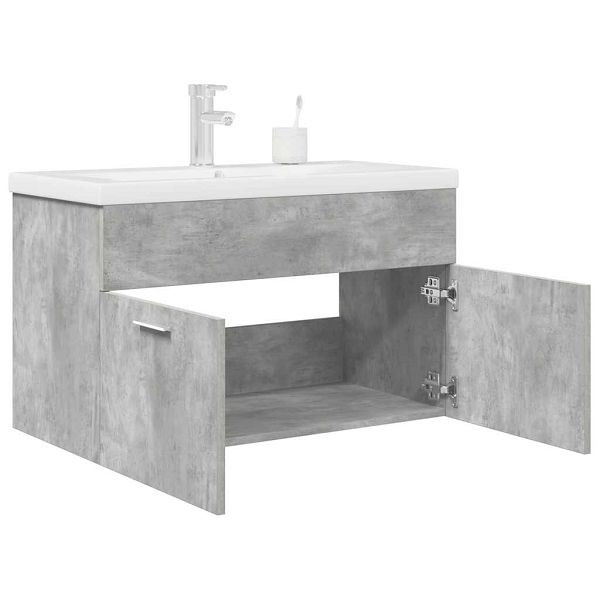 vidaXL Waschbeckenunterschrank mit Einbaubecken Wasserhahn Betongrau, 3324890