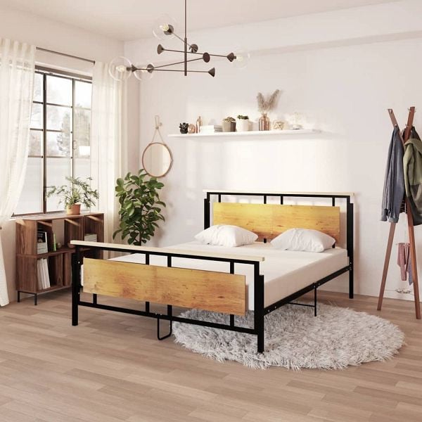 vidaXL Bett Metall 160x200 cm, schwarz, 324873, 8720286196137