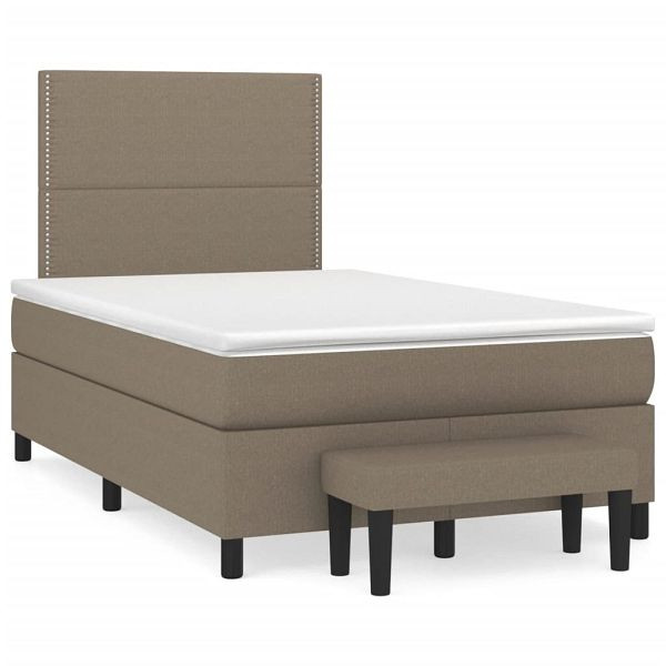 vidaXL Boxspringbett mit Matratze Taupe 120x190 cm Stoff, 3270352