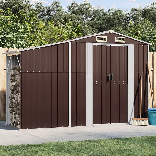 vidaXL Gerätehaus Braun 277x93x179 cm Verzinkter Stahl, 364520