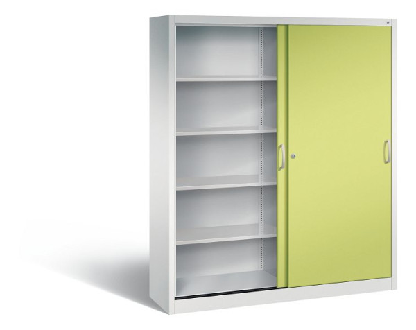 C+P Schiebetürenschrank Acurado, H1950xB1600xT400mm, Farbe: Lichtgrau / Viridingrün, Bügelgriff, 5 OH, 2140-00 S10202