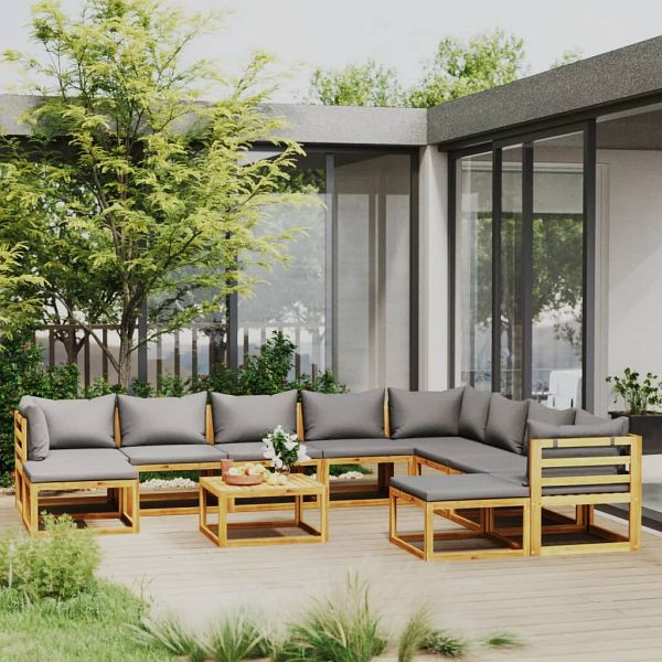 vidaXL 11-teilig Garten-Lounge-Set mit Auflagen Massivholz Akazie, 3057617