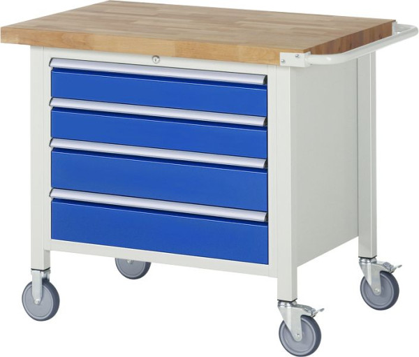 RAU Fahrbare Werkbank Serie 8000, 4 x Schublade, 1000x880x700 mm, 05-8262A2-107B4S.11