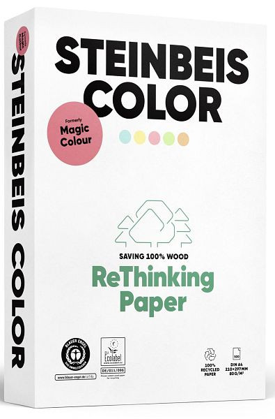 Steinbeis Color Gelb - Magic Colour - Recyclingpapier, A4, 80 g/qm, gelb, 500 Blatt, 802-30A80S