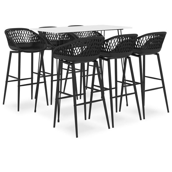 vidaXL 7-teilig Bar-Set Weiß und Schwarz, Material: PP, Metall, 3057417