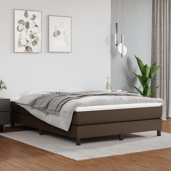 vidaXL Boxspringbett mit Matratze Braun 140x190 cm Kunstleder, 3144258