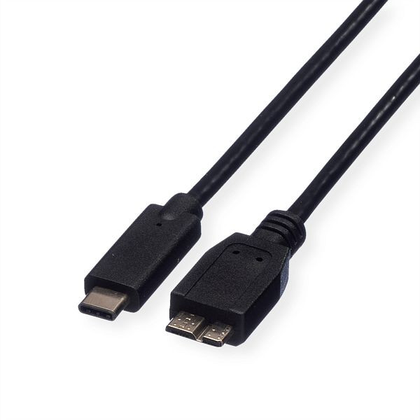 ROLINE USB 3.2 Gen 1 Kabel, C-Micro B, ST/ST, schwarz, 0,5 m, 11.02.9005