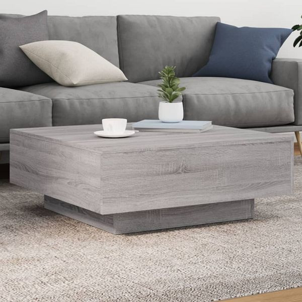 vidaXL Couchtisch mit LED-Leuchten Grau Sonoma 80x80x31 cm, 836593