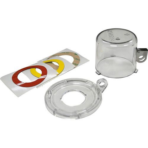 DENIOS Drucktasten-Verriegelung, transparent, H 49,60 x ∅: 64 mm, Tastengröße 30 mm, 312018
