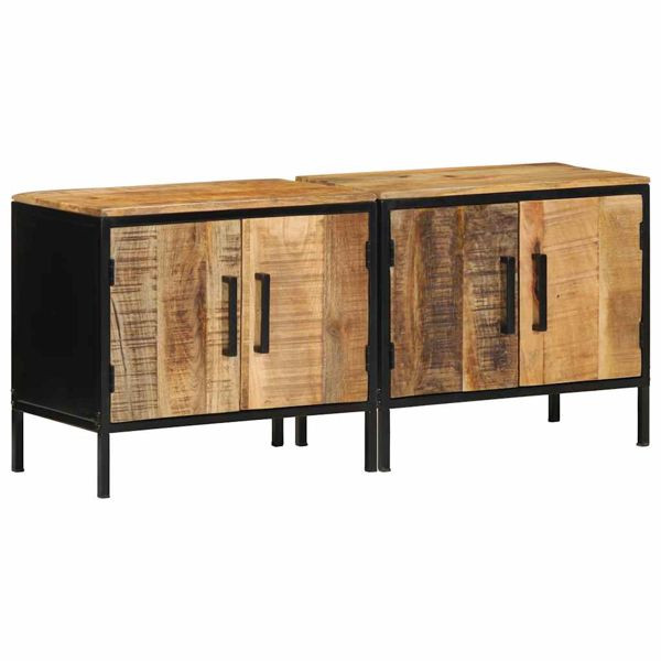 vidaXL Nachttisch Braun und Schwarz 50 x 30 x 45 cm massives Mangoholz, 4019642