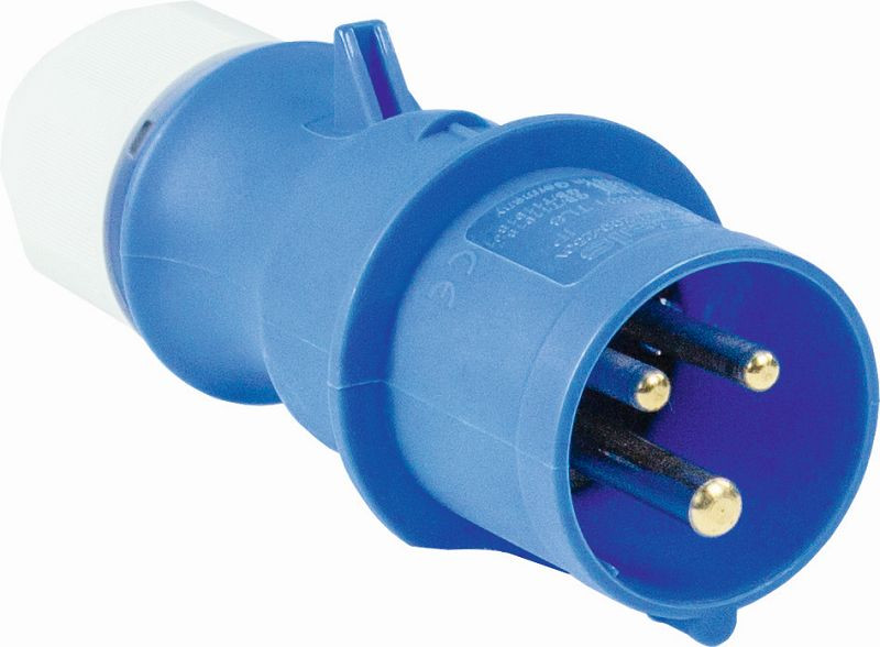 as-Schwabe CEE-Stecker 230V/32A, blau mit Schraubanschlüssen, 230V/32A/3polig/6h, 60590