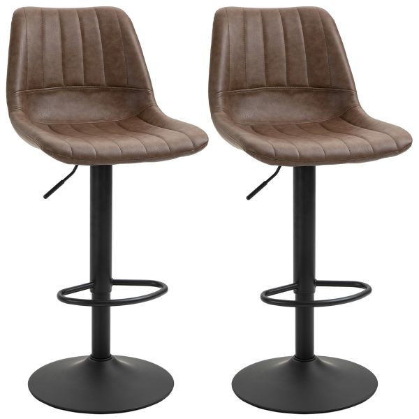 HOMCOM 2er Set Barhocker 91-111 cm Höhenverstellbarer Küchenhocker mit Fußring, 835-641