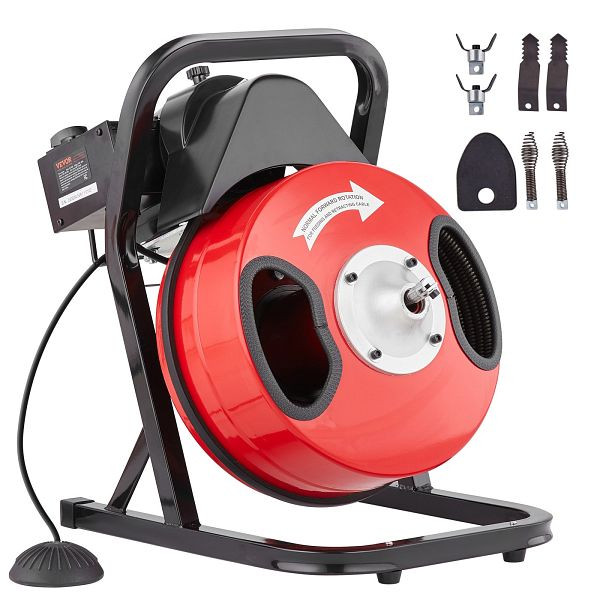 VEVOR 5-10cm Rohrreinigungsmaschine Rohrreinigungsgerät Manuell 15mx12,7mm Kabel, SDJJKLSGDSTJA6DFTV2