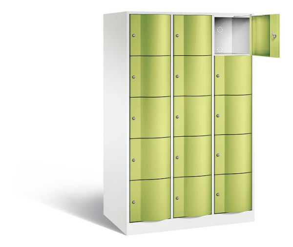 C+P XL-Schließfachschrank Resisto, H1950xB1148xT640mm, Farbe: Verkehrsweiß / Viridingrün, 8570-373 S10176