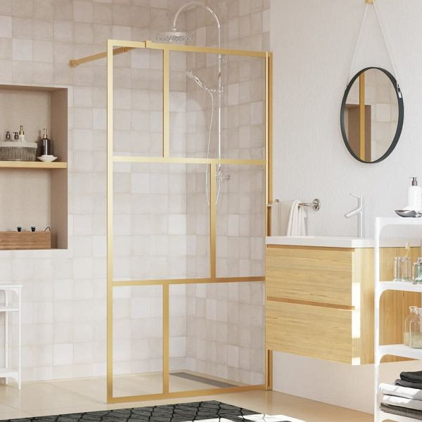 vidaXL Duschwand für Begehbare Dusche ESG Klarglas Golden 115x195cm, 154959