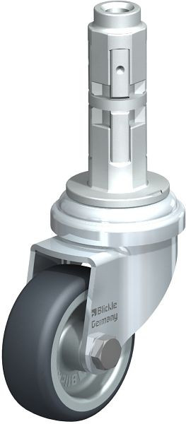 Blickle LRA-TPA 50G-E02 Apparate-Lenkrolle mit Expander, Thermoplastisches Gummi-Elastomer, Grau, 662817