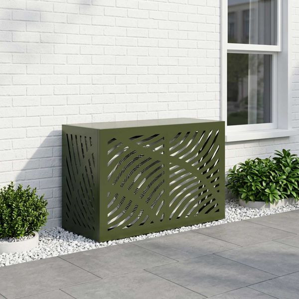 vidaXL Klimaanlagenabdeckung Olivgrün 90 x 40 x 60 cm Stahl, 8014097