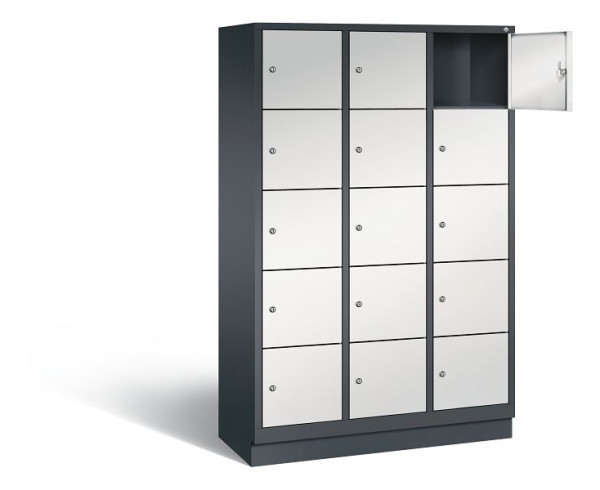 C+P Schließfachschrank Evolo, H1800xB1200xT500mm, Farbe: Schwarzgrau / Lichtgrau, 48020-325 S10124
