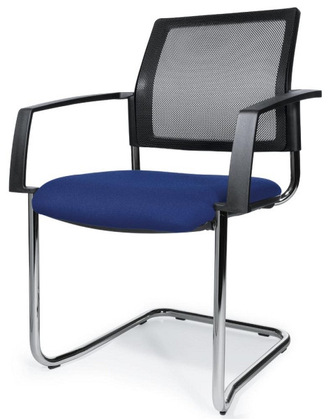 Deskin Besucherstuhl VALERA S, Blau, 630 x 630 x 940 mm, Gestell: Verchromt, Rücken mit Netz schwarz, Sitz mit Polster, VE: 2 Stück, 278998