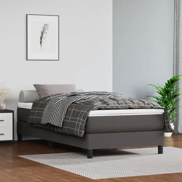vidaXL Bettgestell Grau 80x200 cm Kunstleder, Material: Kunstleder (75% Polyvinylchlorid, 5% Baumwolle, 20% Polyester), Sperrholz, Holzwerkstoff, 3120668
