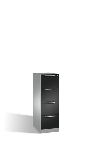 C+P Hängeregistraturschrank Asisto, H1310xB440xT600mm, Farbe: Weißaluminium / Schwarzgrau, Bügelgriff, 146225-411 S10139