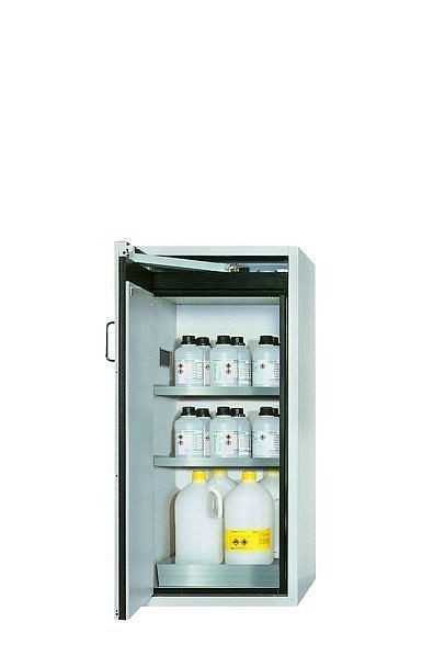 asecos Sicherheitsschrank S-CLASSIC-90, S90.129.060.WDAS in lichtgrau RAL 7035 mit 2x Fachboden (Edelstahl), 30239-001-30283