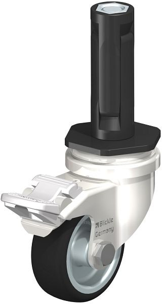 Blickle LRXA-PATH 50G-FI-EXR02 Edelstahl-Apparate-Lenkrolle mit Expander & Feststeller, Thermoplastisches Polyurethan, Grau, 853310