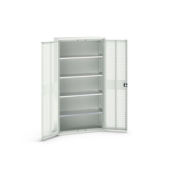 bott verso Flügeltürschrank mit Belüftung, mit 4 Fachböden, BxTxH: 1050 x 350 x 2000 mm, Lichtgrau / Lichtgrau, 16926753.16