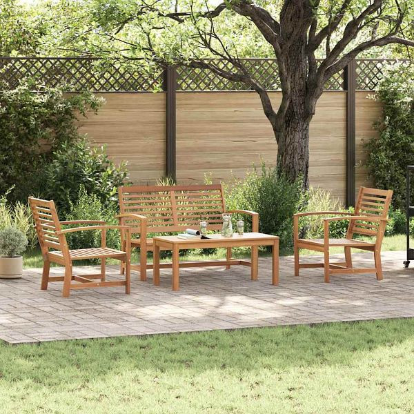 vidaXL Garten-Sofa-Set 4-teilig Natur Teak-Massivholz, 3356852