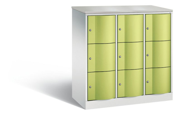 C+P Schließfachschrank, 9 Fächer,H1255xB1148xT540mm,Grau/Viridingrün/DBSHellgrau, 8573-372 S10318