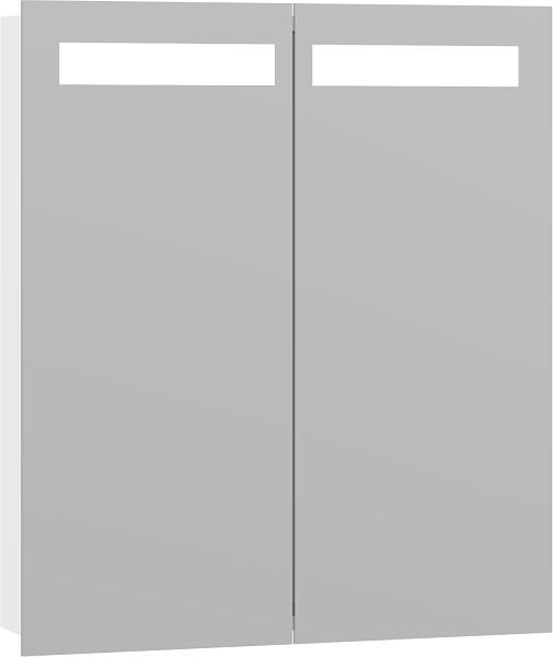 Scanbad Multo Global Spiegelschrank mit Licht, 2 Türen 70x60 cm Weiß matt, Steckdose E, S436-110