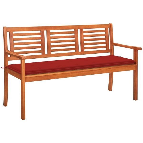 vidaXL 3-Sitzer-Gartenbank mit Auflage 150 cm Massivholz Eukalyptus, 3061002