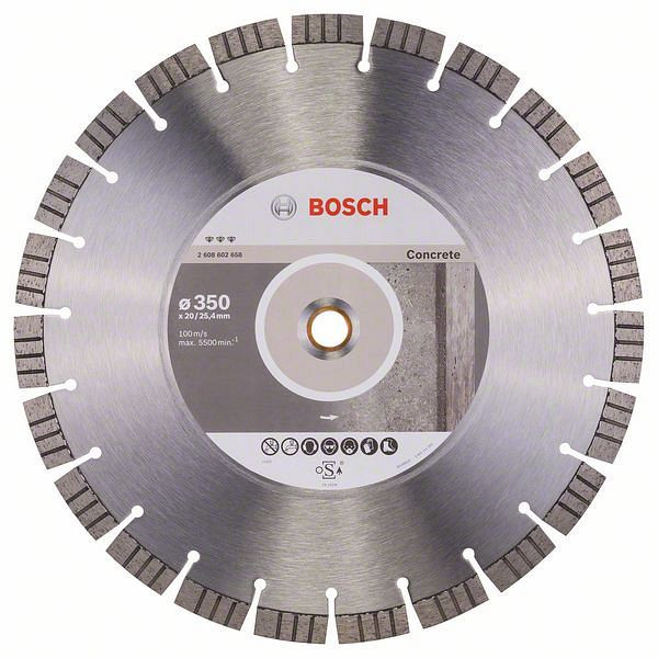 Bosch Diamanttrennscheibe Best for Concrete, 350 x 20,00/25,40 x 3,2 x 15 mm, 2608602658
