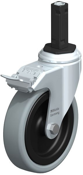 Blickle LKRA-VPA 126G-11-FI-EV12 Apparate-Lenkrolle mit Expander & Feststeller, Vollgummi, Grau, 848360