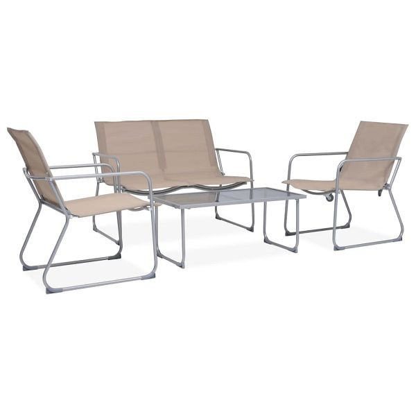 vidaXL 4-teilig Garten-Lounge-Set Stoff und Stahl Taupe, 44354