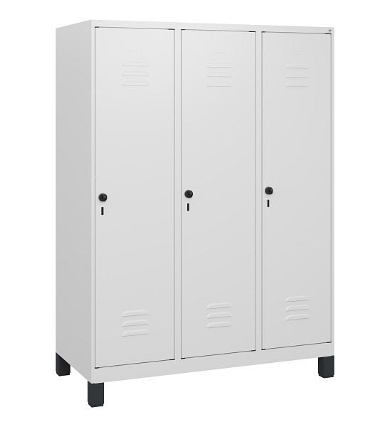 C+P Umkleidespind Classic PLUS, Füße, 3 Abteile, 1630x1200x500mm, 9016/9016, Drehriegel, 0800105-32 S10014