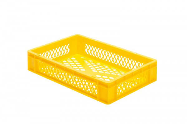 LA-KA-PE TK 600/120-2, Transport-Stapelkasten, gelb, Wände und Boden durchbrochen, VE: 2 Stück, 07212 22 24