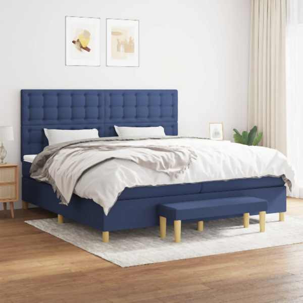 vidaXL Boxspringbett mit Matratze Blau 200x200 cm Stoff, 3137507