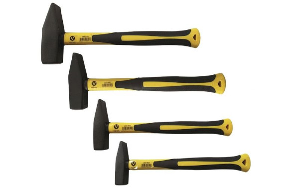 VaGo-Tools Profi 4-teiliges Set Schlosserhammer Fiberglasstiel Hammer 300g 500g 800g 1000 g, 233-903/905/908/910 je 1_nv